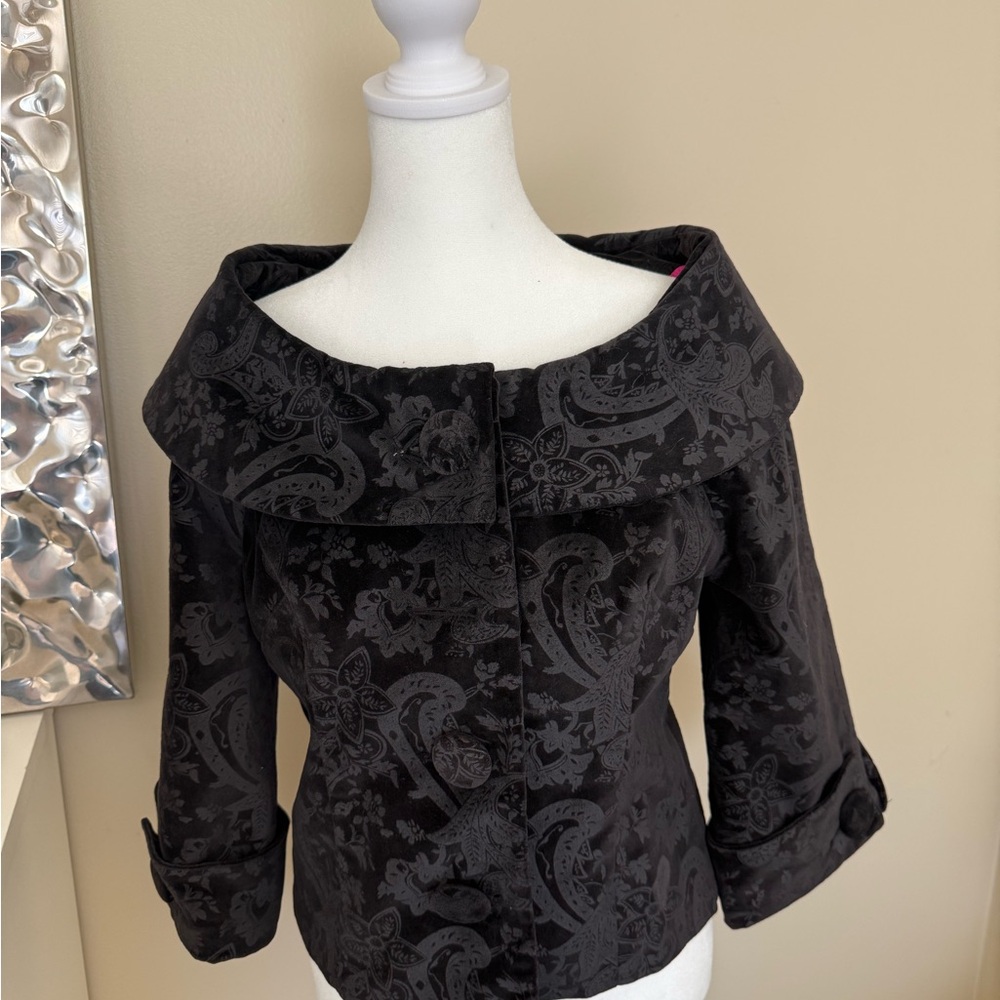 Kenar Black Embellished Sailor Collar Blazer